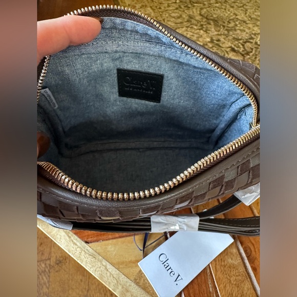 Clare V. Midi Sac - Nappa & Suede Woven Checker Mahagony NWT $375 - Picture 13 of 14